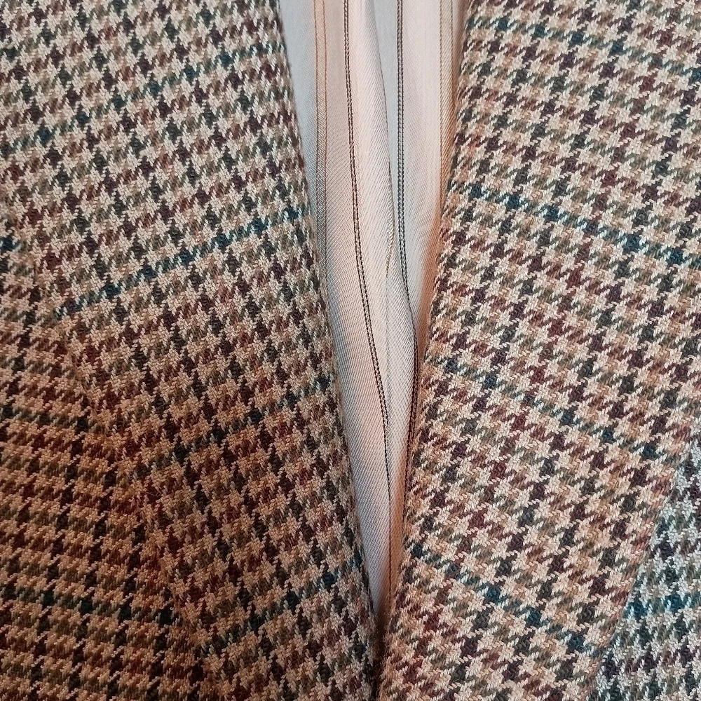Vintage Hunting Horn by J Riggins Houndstooth Wool Blend Sports Coat/Blazer  42L